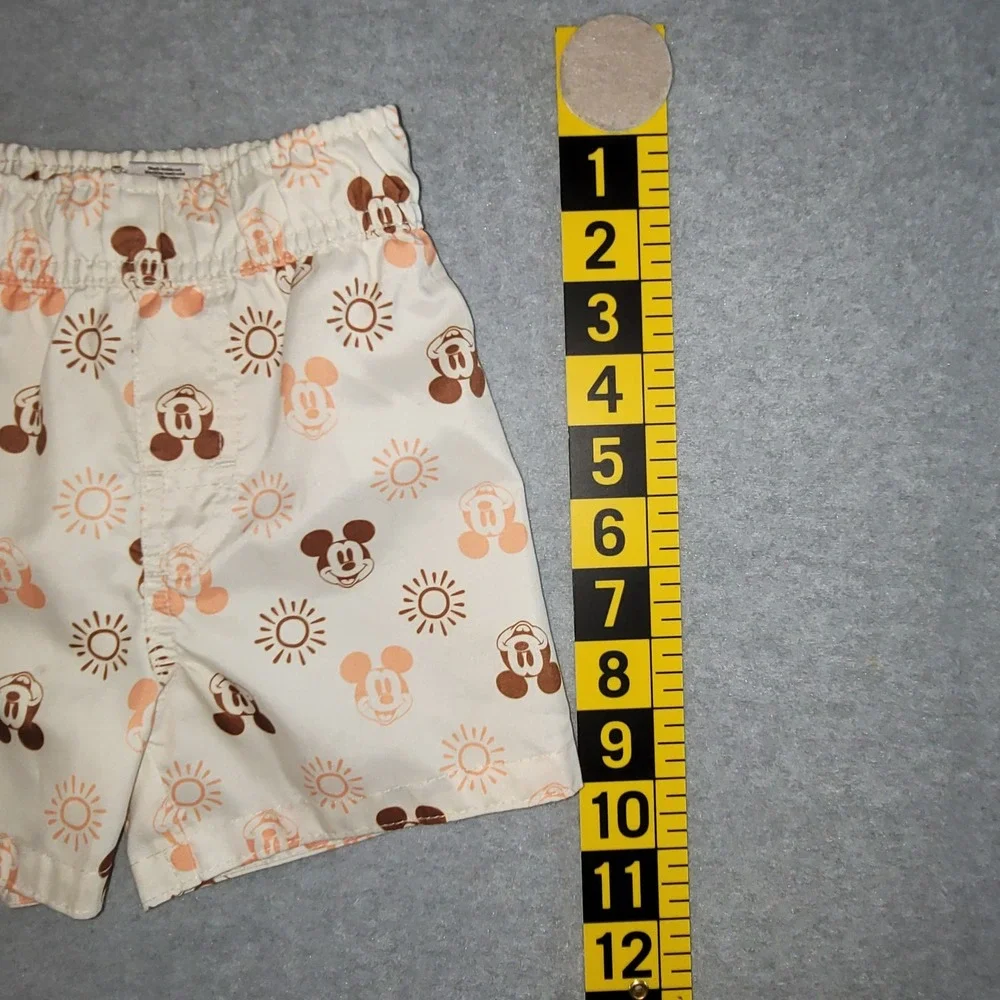 Disney Junior Mickey Mouse Toddler Swim Trunks Cream Sun Print 18M Mesh Lined